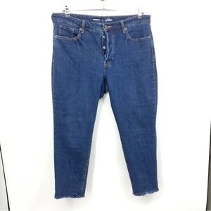Old‎ Navy Women 16 Jeans Dark Wash Denim Pants O.G Straight High Rise Stretch